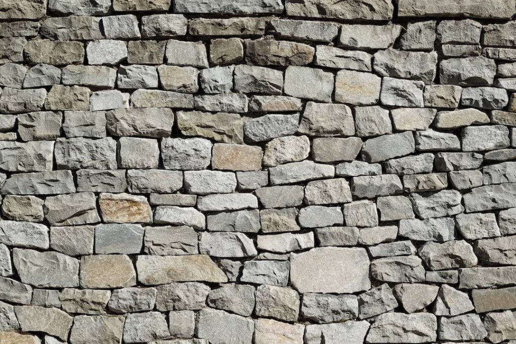 dry stack stone wall with mortar